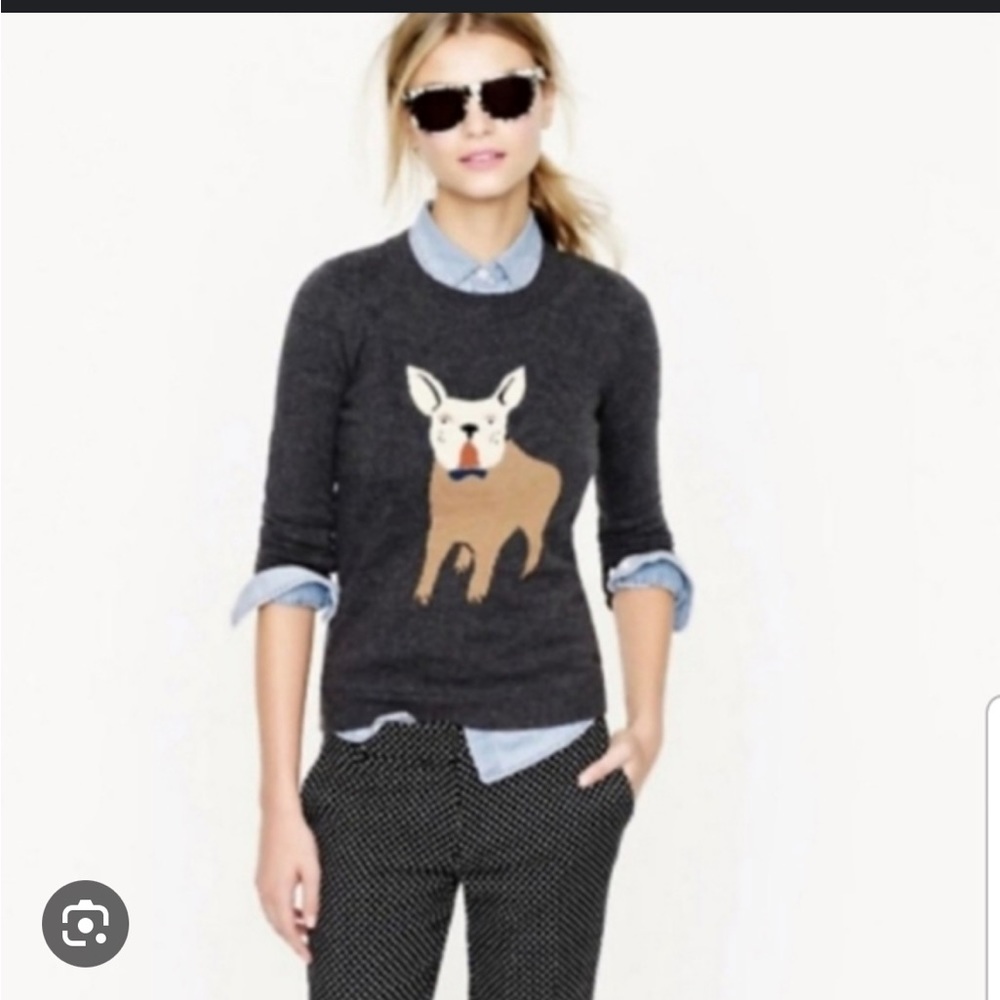 J Crew Frenchie Bull Dog Sweater-cashmere blend
